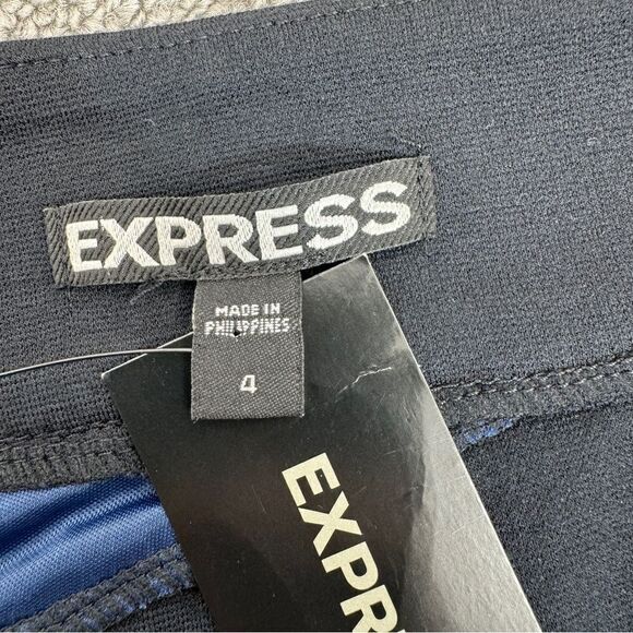 Express Knit Sequin Panel Mini Skirt Blue Black Size 4 - Picture 8 of 11
